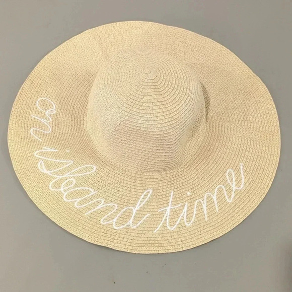 J Crew Sunhat ⛱️ "On Island Time"‎ Straw Floppy Hat Summer Vacation Resortwear - Picture 1 of 7